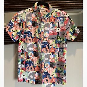 RSVLTS Disney Pixar "Far Out Mashup" Short Sleeve Button Up Shirt  Boys XL